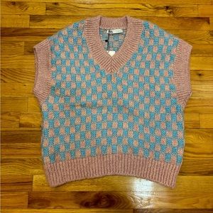 Zara blue and pink knit vest